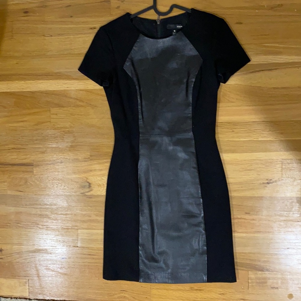 Dress with leather